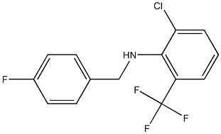 2-chloro-N-[(4-fluorophenyl)methyl]-6-(trifluoromethyl)aniline,,结构式