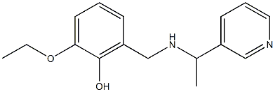 2-ethoxy-6-({[1-(pyridin-3-yl)ethyl]amino}methyl)phenol 化学構造式