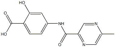 2-hydroxy-4-{[(5-methylpyrazin-2-yl)carbonyl]amino}benzoic acid Struktur