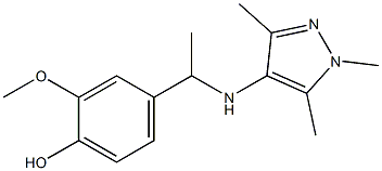 2-methoxy-4-{1-[(1,3,5-trimethyl-1H-pyrazol-4-yl)amino]ethyl}phenol Struktur