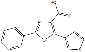 2-phenyl-5-(thiophen-3-yl)-1,3-oxazole-4-carboxylic acid,,结构式