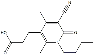 3-(1-butyl-5-cyano-2,4-dimethyl-6-oxo-1,6-dihydropyridin-3-yl)propanoic acid,,结构式