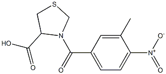 3-(3-methyl-4-nitrobenzoyl)-1,3-thiazolidine-4-carboxylic acid 化学構造式