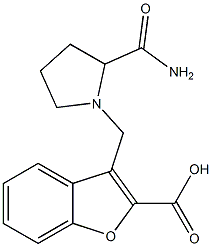 3-[(2-carbamoylpyrrolidin-1-yl)methyl]-1-benzofuran-2-carboxylic acid 化学構造式