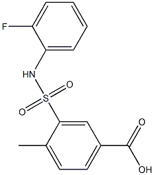 3-[(2-fluorophenyl)sulfamoyl]-4-methylbenzoic acid 化学構造式