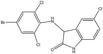 3-[(4-bromo-2,6-dichlorophenyl)amino]-5-chloro-2,3-dihydro-1H-indol-2-one 化学構造式