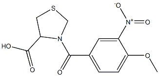 3-[(4-methoxy-3-nitrophenyl)carbonyl]-1,3-thiazolidine-4-carboxylic acid 化学構造式