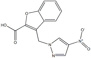 3-[(4-nitro-1H-pyrazol-1-yl)methyl]-1-benzofuran-2-carboxylic acid,,结构式