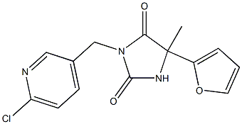 3-[(6-chloropyridin-3-yl)methyl]-5-(furan-2-yl)-5-methylimidazolidine-2,4-dione 化学構造式