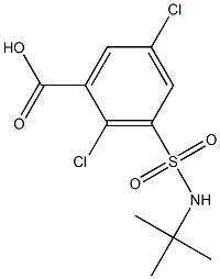 3-[(tert-butylamino)sulfonyl]-2,5-dichlorobenzoic acid 化学構造式