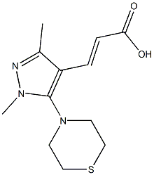 3-[1,3-dimethyl-5-(thiomorpholin-4-yl)-1H-pyrazol-4-yl]prop-2-enoic acid,,结构式
