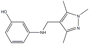 3-{[(1,3,5-trimethyl-1H-pyrazol-4-yl)methyl]amino}phenol 化学構造式