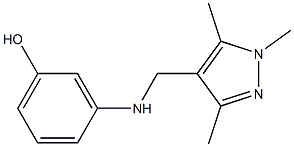 3-{[(1,3,5-trimethyl-1H-pyrazol-4-yl)methyl]amino}phenol 结构式