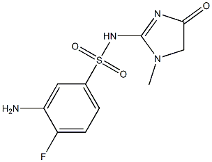 3-amino-4-fluoro-N-(1-methyl-4-oxo-4,5-dihydro-1H-imidazol-2-yl)benzene-1-sulfonamide 化学構造式