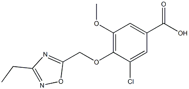 3-chloro-4-[(3-ethyl-1,2,4-oxadiazol-5-yl)methoxy]-5-methoxybenzoic acid 化学構造式