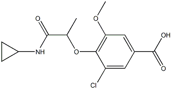 3-chloro-4-[1-(cyclopropylcarbamoyl)ethoxy]-5-methoxybenzoic acid 化学構造式