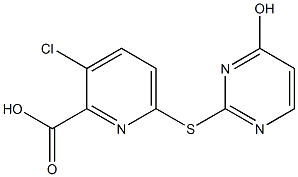 3-chloro-6-[(4-hydroxypyrimidin-2-yl)sulfanyl]pyridine-2-carboxylic acid,,结构式