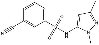 3-cyano-N-(1,3-dimethyl-1H-pyrazol-5-yl)benzenesulfonamide,,结构式