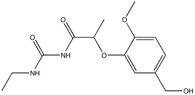 3-ethyl-1-{2-[5-(hydroxymethyl)-2-methoxyphenoxy]propanoyl}urea Struktur