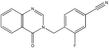 3-fluoro-4-[(4-oxo-3,4-dihydroquinazolin-3-yl)methyl]benzonitrile Struktur