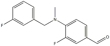 3-fluoro-4-{[(3-fluorophenyl)methyl](methyl)amino}benzaldehyde 化学構造式