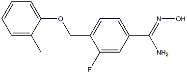 3-fluoro-N'-hydroxy-4-[(2-methylphenoxy)methyl]benzenecarboximidamide Struktur