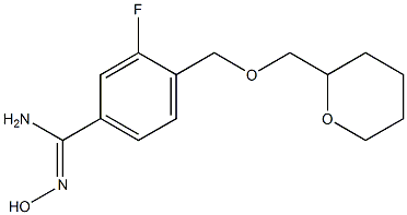 3-fluoro-N'-hydroxy-4-[(tetrahydro-2H-pyran-2-ylmethoxy)methyl]benzenecarboximidamide Struktur