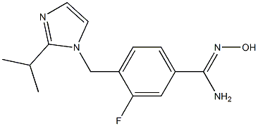 3-fluoro-N'-hydroxy-4-{[2-(propan-2-yl)-1H-imidazol-1-yl]methyl}benzene-1-carboximidamide Struktur