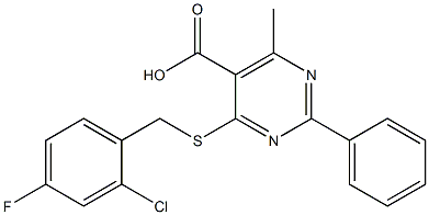 4-[(2-chloro-4-fluorobenzyl)thio]-6-methyl-2-phenylpyrimidine-5-carboxylic acid 结构式