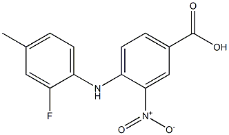 4-[(2-fluoro-4-methylphenyl)amino]-3-nitrobenzoic acid Struktur