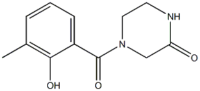 4-[(2-hydroxy-3-methylphenyl)carbonyl]piperazin-2-one 化学構造式