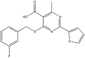 4-[(3-fluorobenzyl)thio]-6-methyl-2-thien-2-ylpyrimidine-5-carboxylic acid Structure