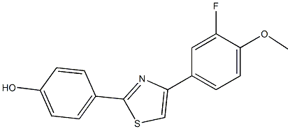 4-[4-(3-fluoro-4-methoxyphenyl)-1,3-thiazol-2-yl]phenol,,结构式