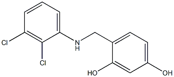4-{[(2,3-dichlorophenyl)amino]methyl}benzene-1,3-diol 化学構造式
