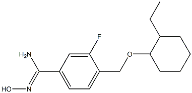 4-{[(2-ethylcyclohexyl)oxy]methyl}-3-fluoro-N'-hydroxybenzene-1-carboximidamide Struktur