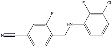4-{[(3-chloro-2-fluorophenyl)amino]methyl}-3-fluorobenzonitrile Struktur