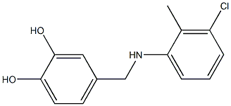 4-{[(3-chloro-2-methylphenyl)amino]methyl}benzene-1,2-diol 结构式