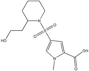 4-{[2-(2-hydroxyethyl)piperidine-1-]sulfonyl}-1-methyl-1H-pyrrole-2-carboxylic acid Struktur