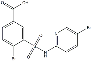 4-bromo-3-[(5-bromopyridin-2-yl)sulfamoyl]benzoic acid 化学構造式