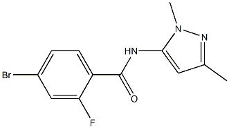 4-bromo-N-(1,3-dimethyl-1H-pyrazol-5-yl)-2-fluorobenzamide,,结构式