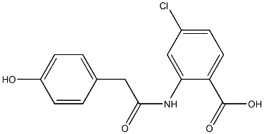 4-chloro-2-[2-(4-hydroxyphenyl)acetamido]benzoic acid 化学構造式