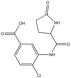 4-chloro-3-{[(5-oxopyrrolidin-2-yl)carbonyl]amino}benzoic acid 结构式