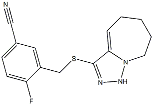 4-fluoro-3-({5H,6H,7H,8H,9H-[1,2,4]triazolo[3,4-a]azepin-3-ylsulfanyl}methyl)benzonitrile Struktur