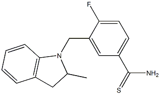 4-fluoro-3-[(2-methyl-2,3-dihydro-1H-indol-1-yl)methyl]benzene-1-carbothioamide Struktur
