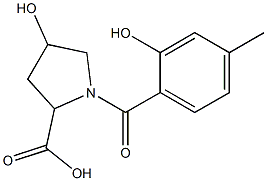 4-hydroxy-1-(2-hydroxy-4-methylbenzoyl)pyrrolidine-2-carboxylic acid Struktur