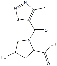 4-hydroxy-1-[(4-methyl-1,2,3-thiadiazol-5-yl)carbonyl]pyrrolidine-2-carboxylic acid Structure