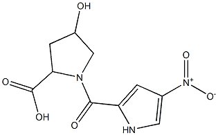 4-hydroxy-1-[(4-nitro-1H-pyrrol-2-yl)carbonyl]pyrrolidine-2-carboxylic acid,,结构式
