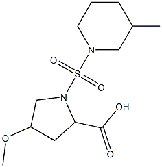 4-methoxy-1-[(3-methylpiperidine-1-)sulfonyl]pyrrolidine-2-carboxylic acid 化学構造式