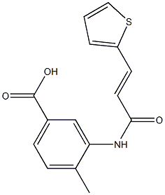 4-methyl-3-{[(2E)-3-thien-2-ylprop-2-enoyl]amino}benzoic acid 化学構造式