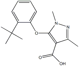 5-(2-tert-butylphenoxy)-1,3-dimethyl-1H-pyrazole-4-carboxylic acid,,结构式